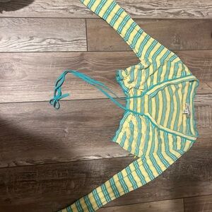 Urban Outfitters Yellow and Teal Striped Top
